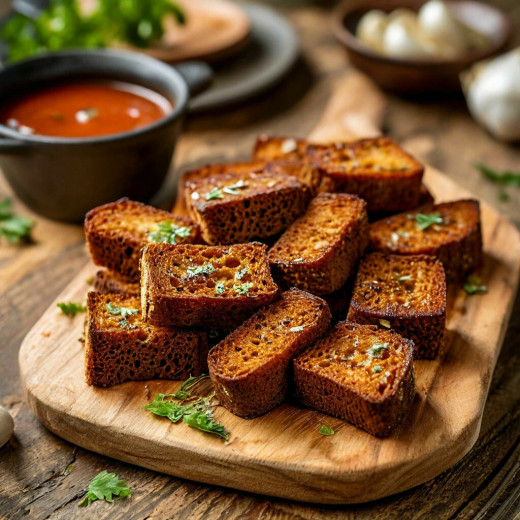 Жареные гренки с чесноком