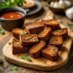 Жареные гренки с чесноком Жареные гренки с чесноком